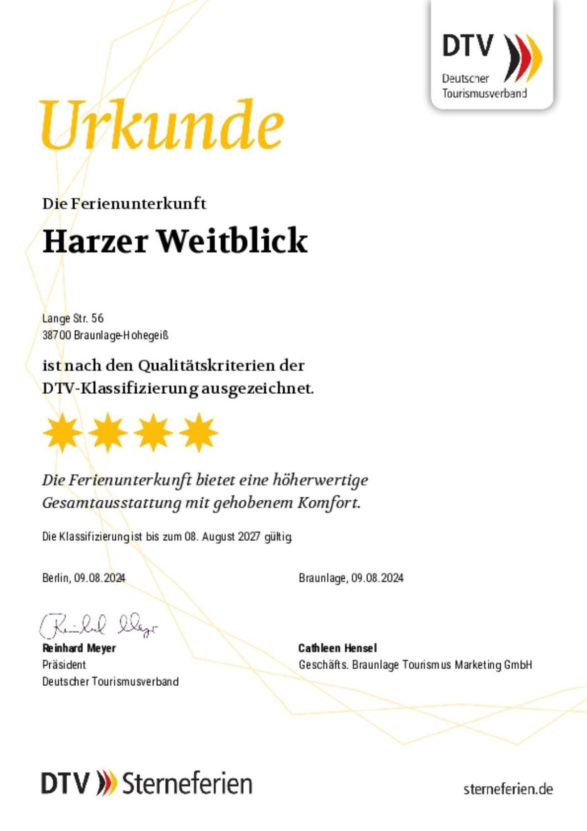 Fewo Harzer Weitblick, Hunde Willkommen, W-Lan, 2X Smart Tv, Dtv 4 Sterne, 4 Pfoten 브라운라제 외부 사진